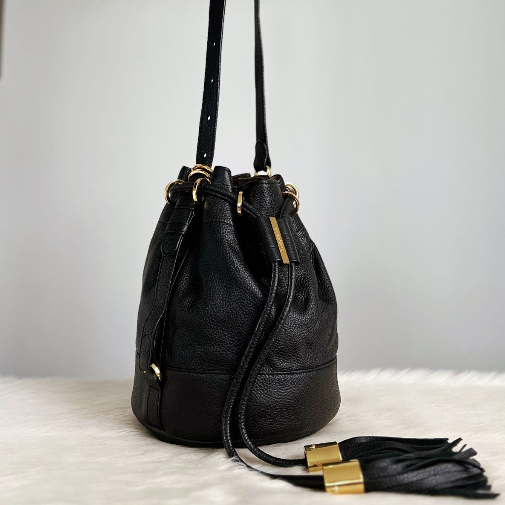 See by Chloe Black Leather Drawstring 2 Way Shoulder Bag Excellent