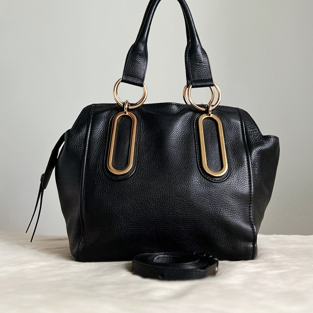 See by Chloe Black Leather Front Detail 2 Way Shoulder Bag