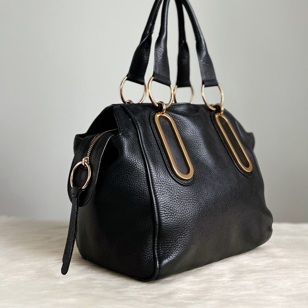 See by Chloe Black Leather Front Detail 2 Way Shoulder Bag