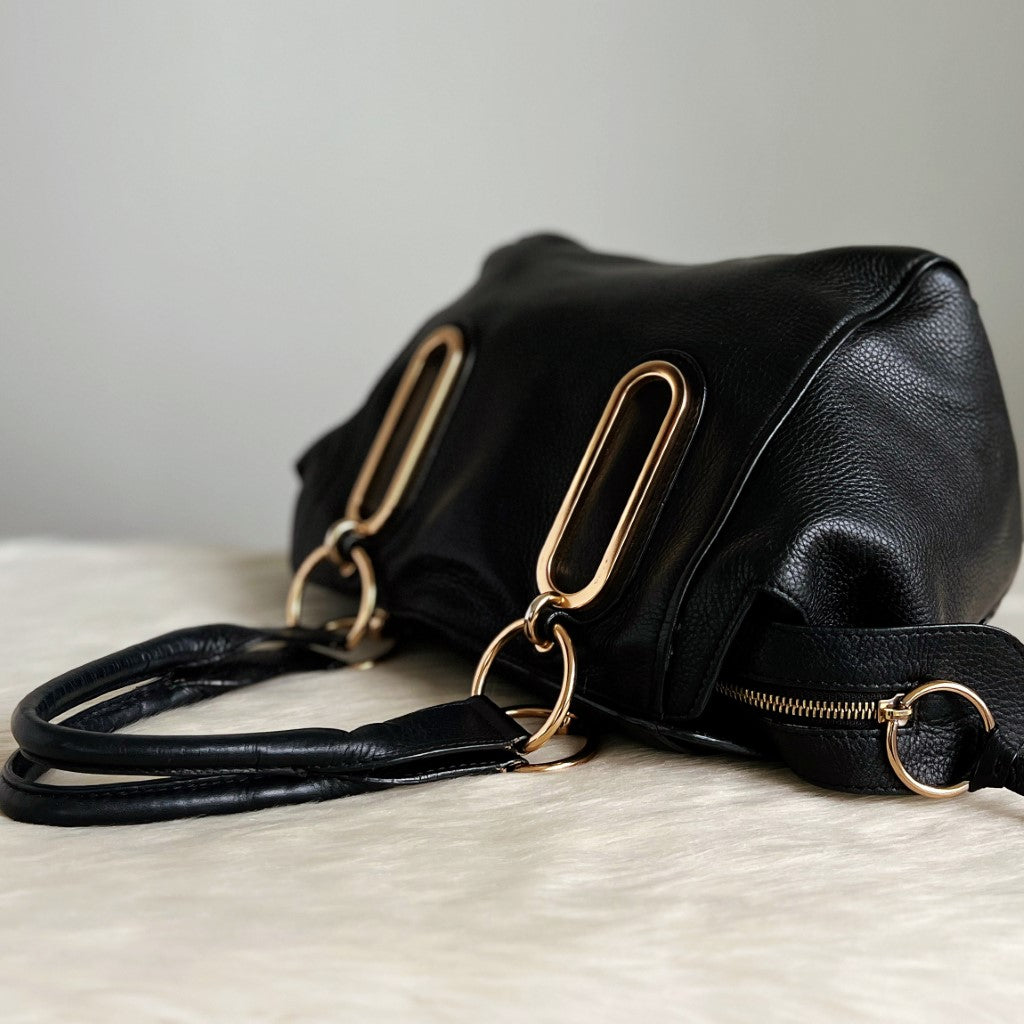 See by Chloe Black Leather Front Detail 2 Way Shoulder Bag