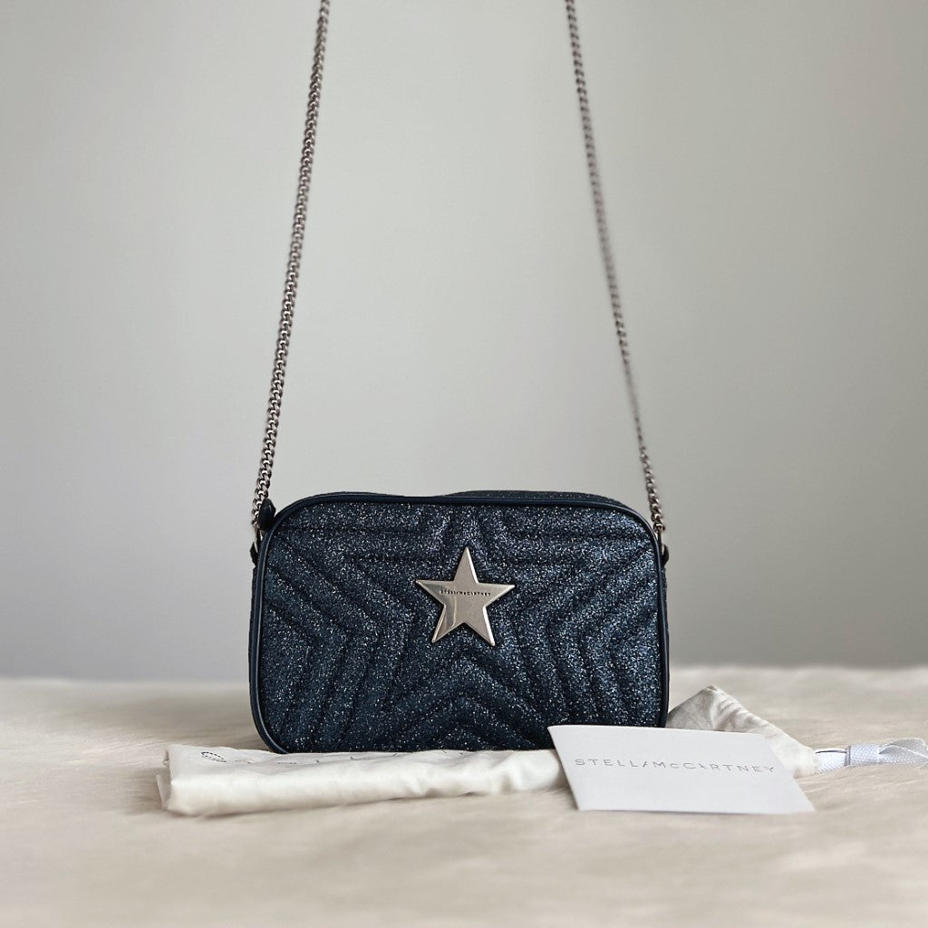 Stella McCartney Navy Sparkly Mini Star Detail Crossbody Shoulder Bag Excellent