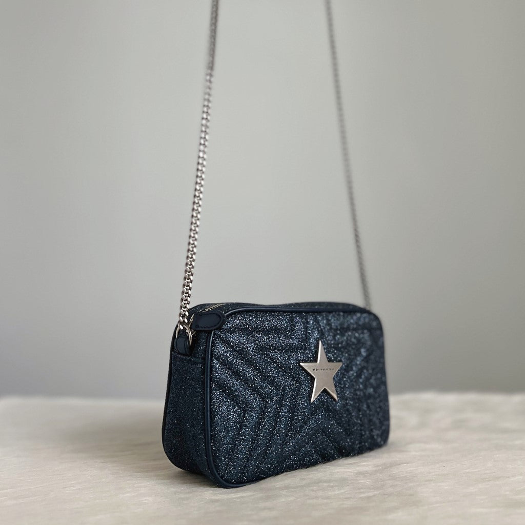 Stella McCartney Navy Sparkly Mini Star Detail Crossbody Shoulder Bag Excellent