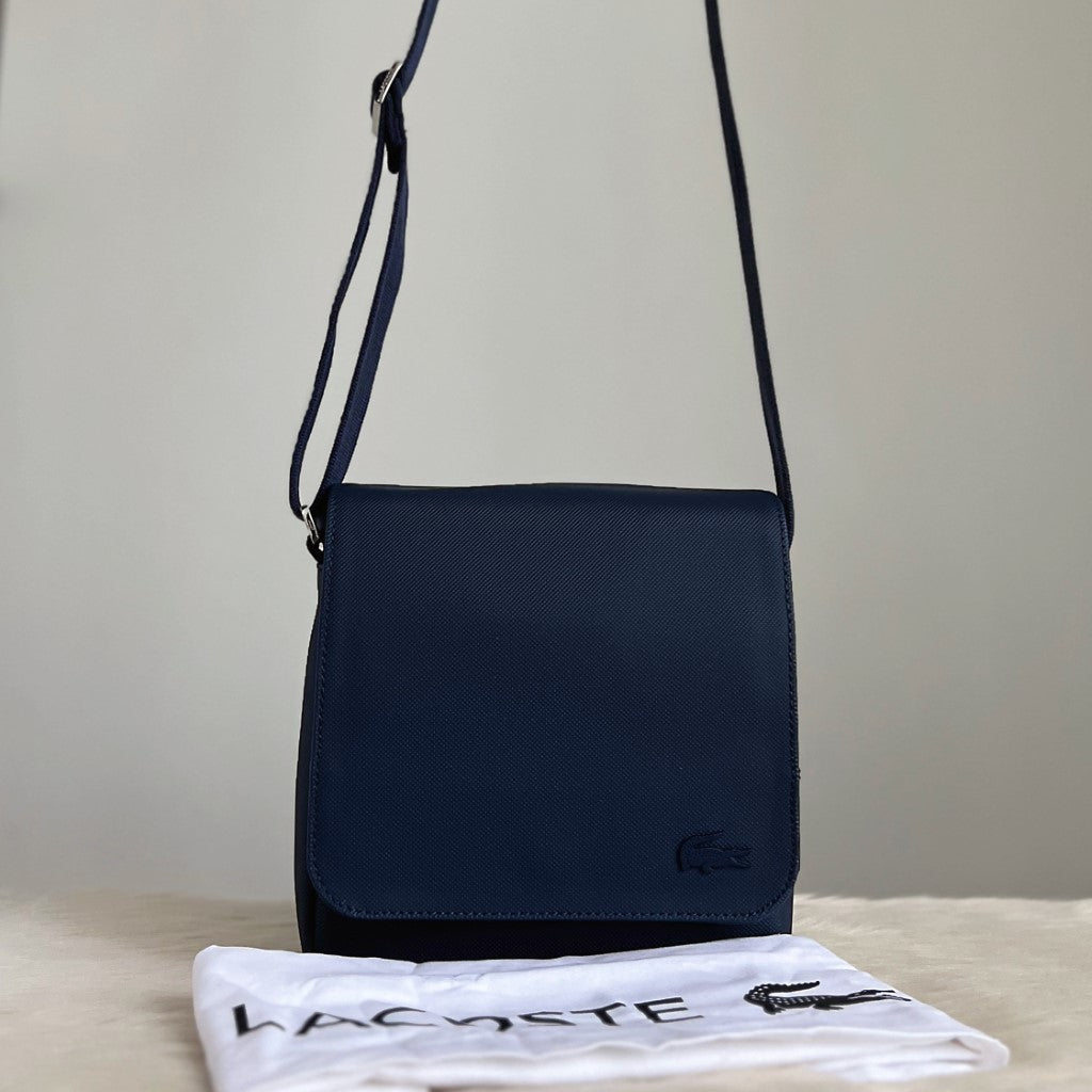 Lacoste Navy Messenger Unisex Crossbody Shoulder Bag Like New