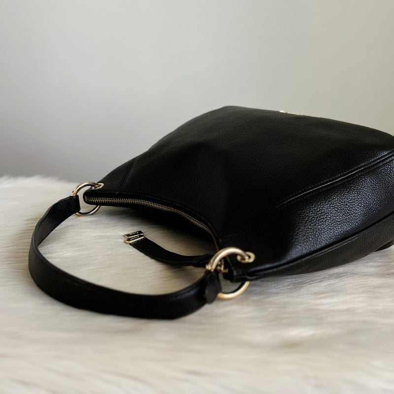 Furla Black Leather Slouchy 2 Way Shoulder Bag – Luxury Trade