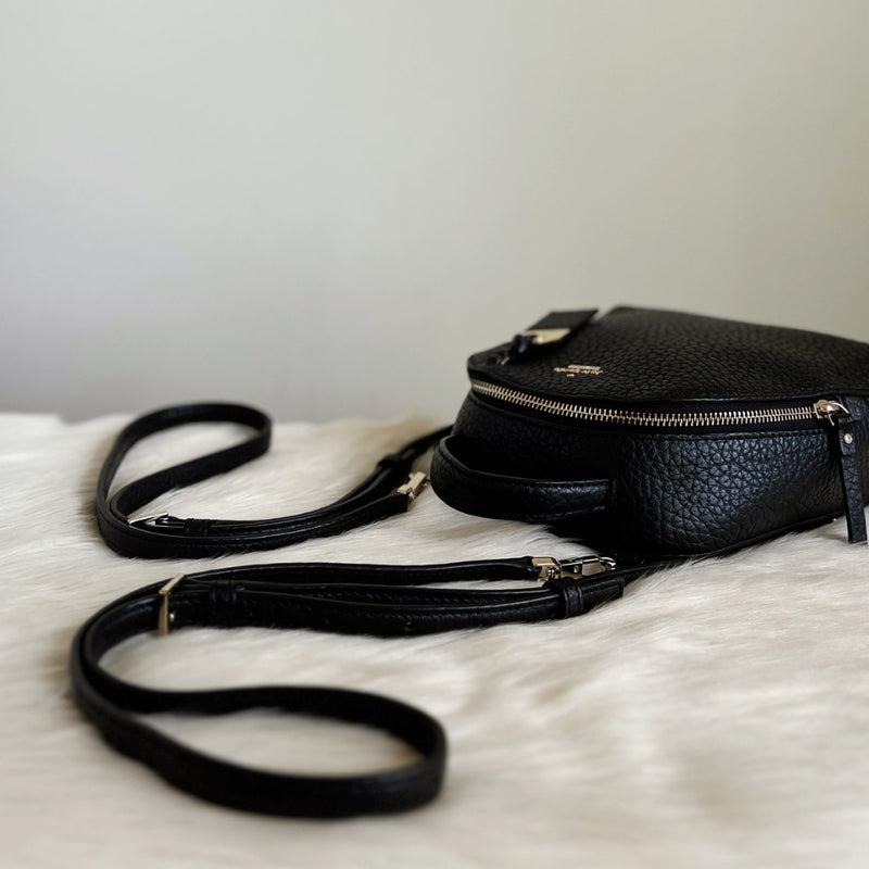 Kate Spade Black Leather Charm Detail 3 Way Mini Backpack Like New