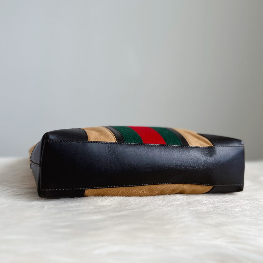 Gucci Leather Trim Signature Stripe Career Shoulder Bag