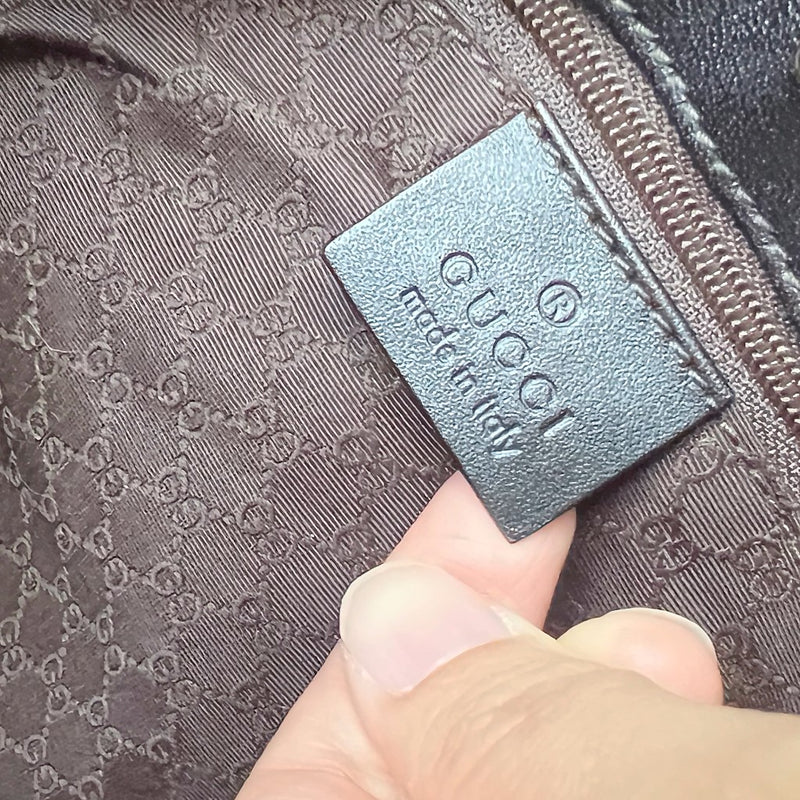 Gucci Leather Trim Signature Stripe Career Shoulder Bag