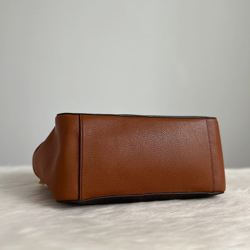 Michael Kors Caramel Leather Patchwork Monogram 2 Way Shoulder Bag Like New