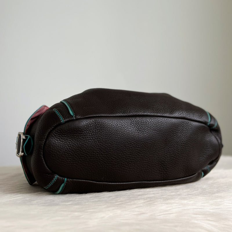 Cole Haan Chocolate Leather Side Pocket Large Shoulder Bag
