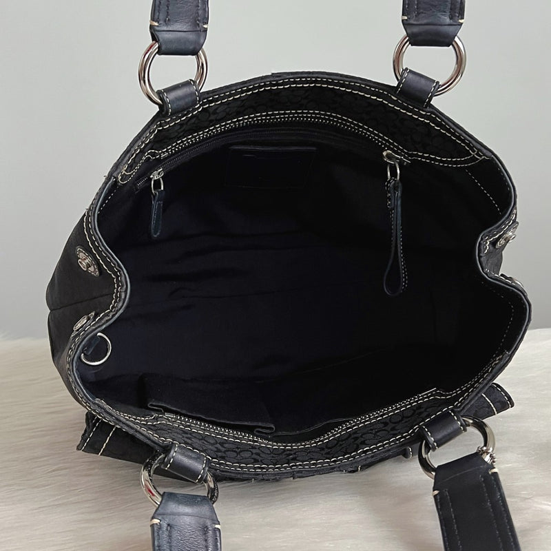 Coach Black Monogram Front Buckle Pocket Shoulder Bag