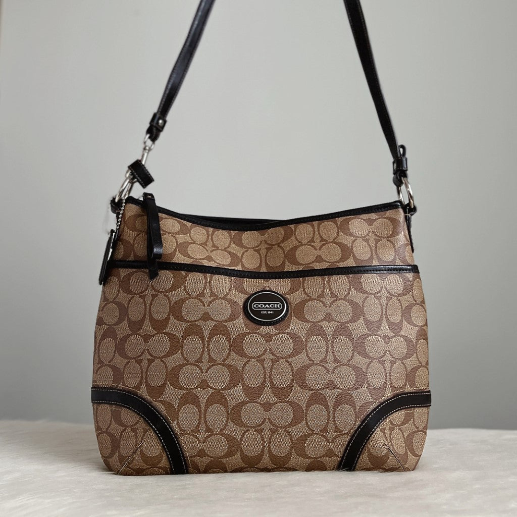 Coach Signature Monogram Front Logo Crossbody Shoulder Bag