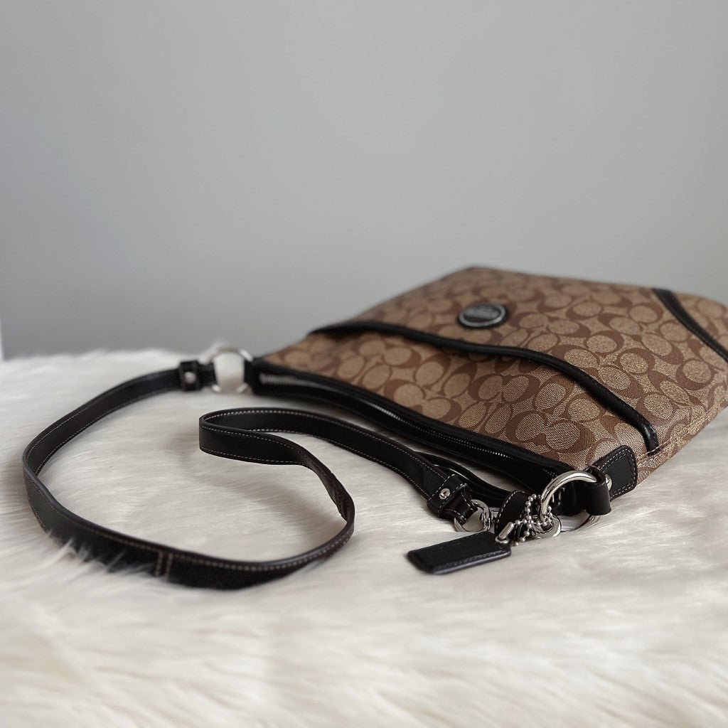 Coach Signature Monogram Front Logo Crossbody Shoulder Bag