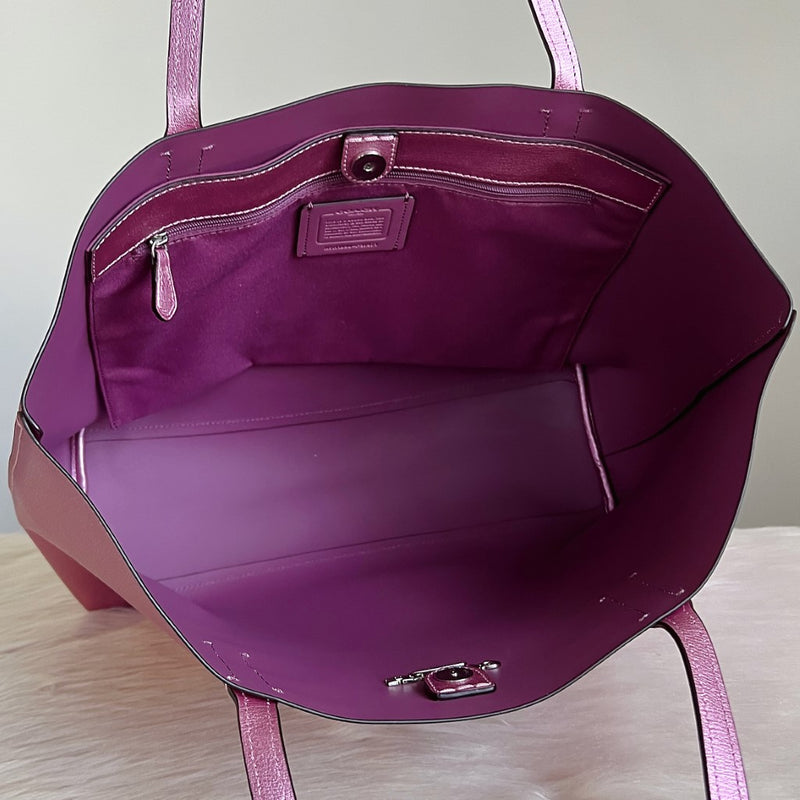Coach Metallic Pink Large Front Logo Shoulder Bag