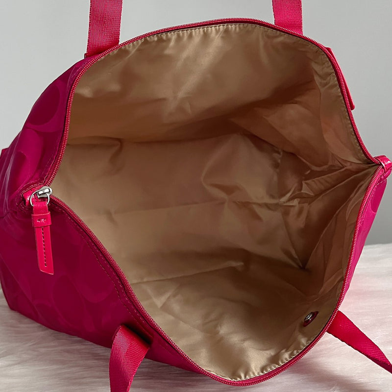 Coach Signature Monogram Pattern Shopper Shoulder Bag + Pouch