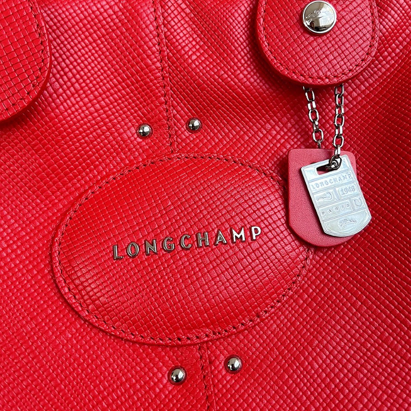 Longchamp Vermilion Leather Front Detail 2 Way Shoulder Bag Excellent