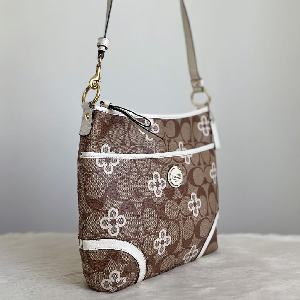 Coach Monogram Floral Pattern Crossbody Shoulder Bag