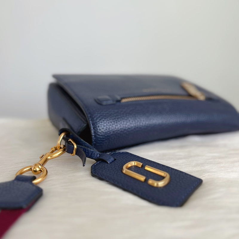 Marc Jacobs Navy Leather Oversized Charm Detail Crossbody Shoulder Bag Excellent