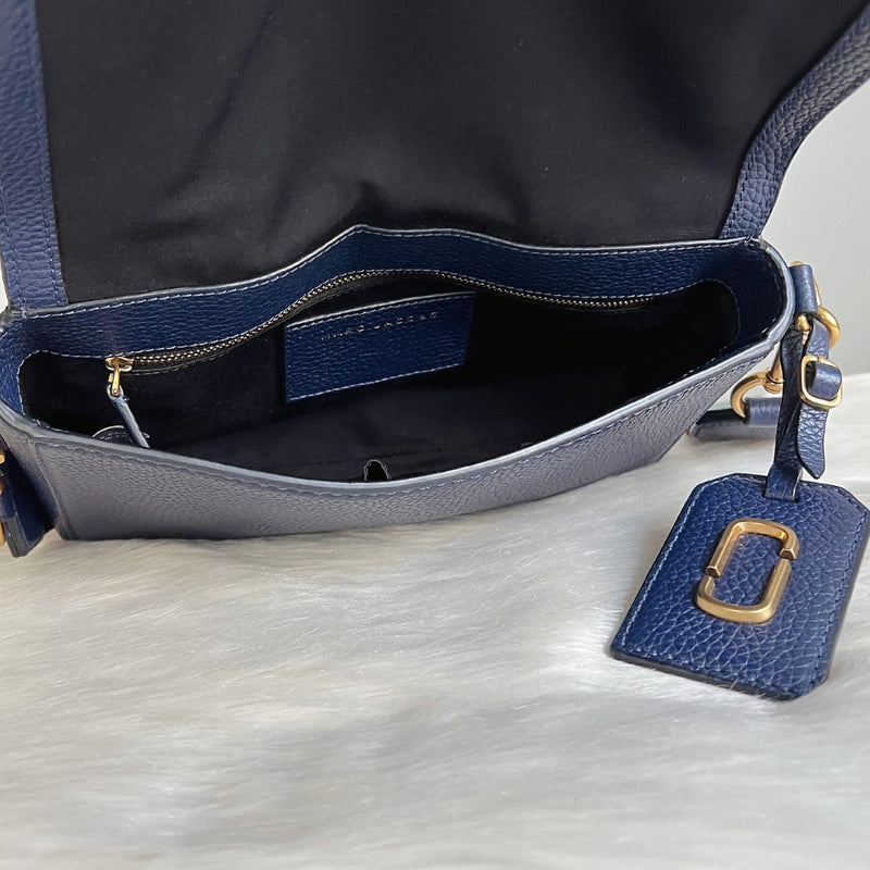 Marc Jacobs Navy Leather Oversized Charm Detail Crossbody Shoulder Bag Excellent