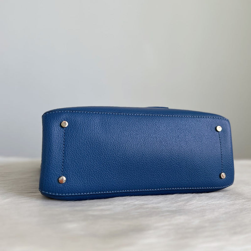 Kate Spade Blue Leather Triple Compartment Shoulder Bag Like New