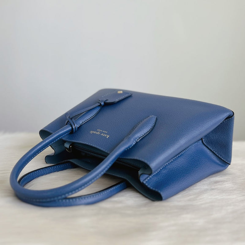 Kate Spade Blue Leather Triple Compartment Shoulder Bag Like New