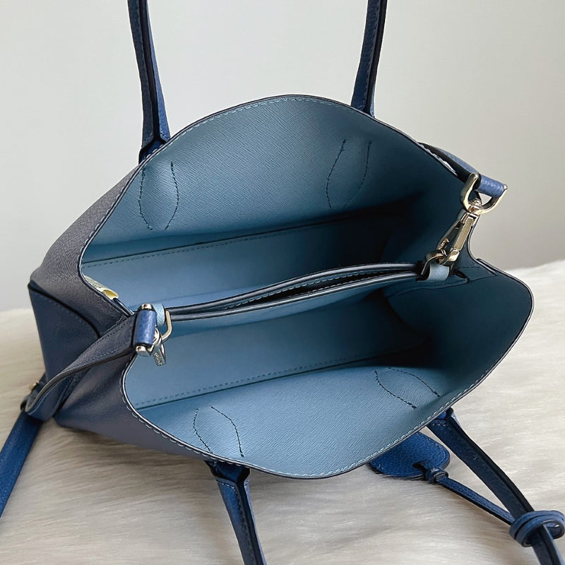 Kate Spade Blue Leather Triple Compartment Shoulder Bag Like New