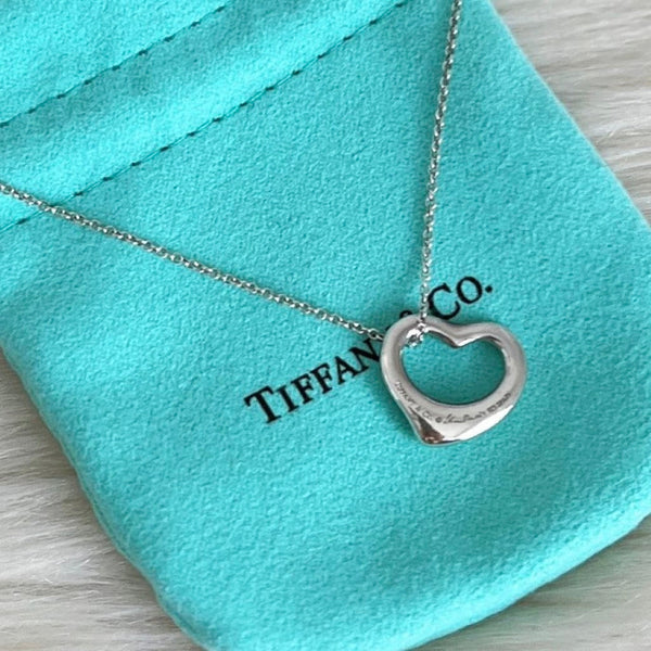 Tiffany & Co. Elsa Peretti Silver Open Heart Necklace Excellent