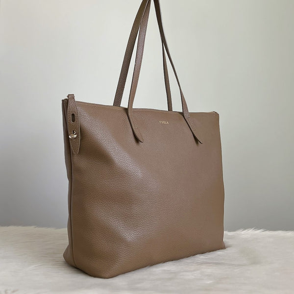 Furla Olive Leather Large Career Shoulder Bag Like New