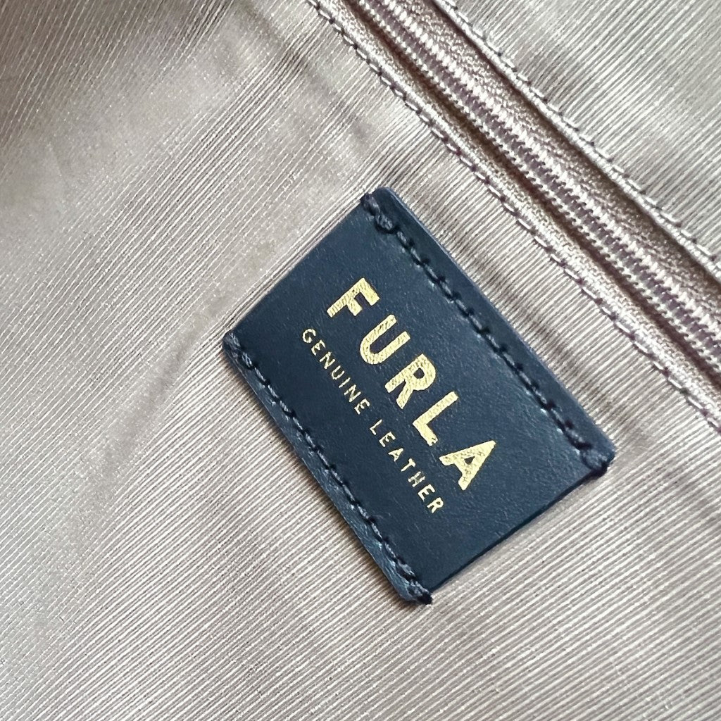 Furla Olive Leather Large Career Shoulder Bag Like New