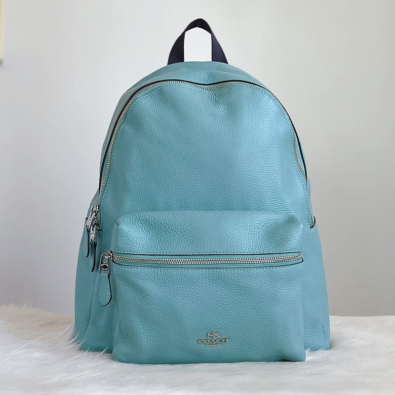 Coach Teal Leather Front Pocket Backpack Like New