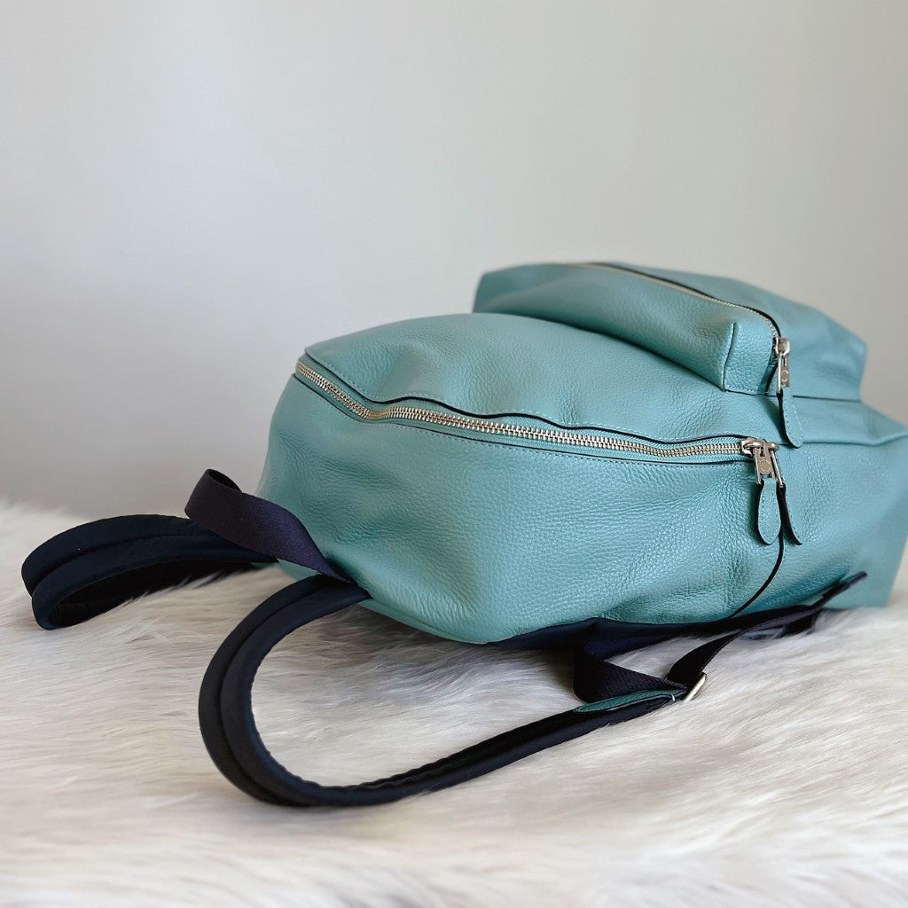 Coach Teal Leather Front Pocket Backpack Like New