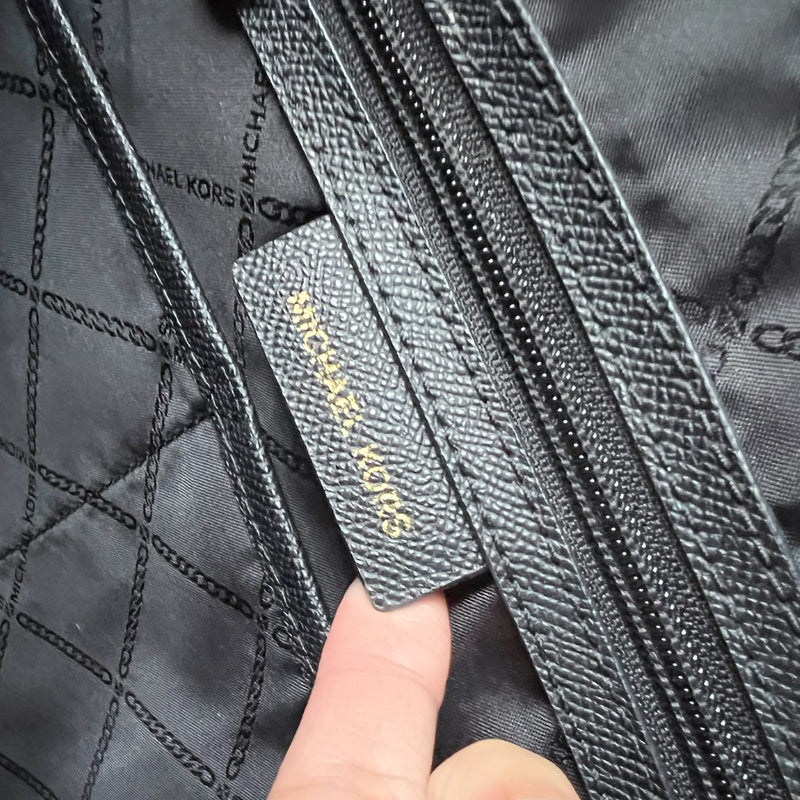 Michael Kors Black Leather MK Charm Career Shoulder Bag Excellent