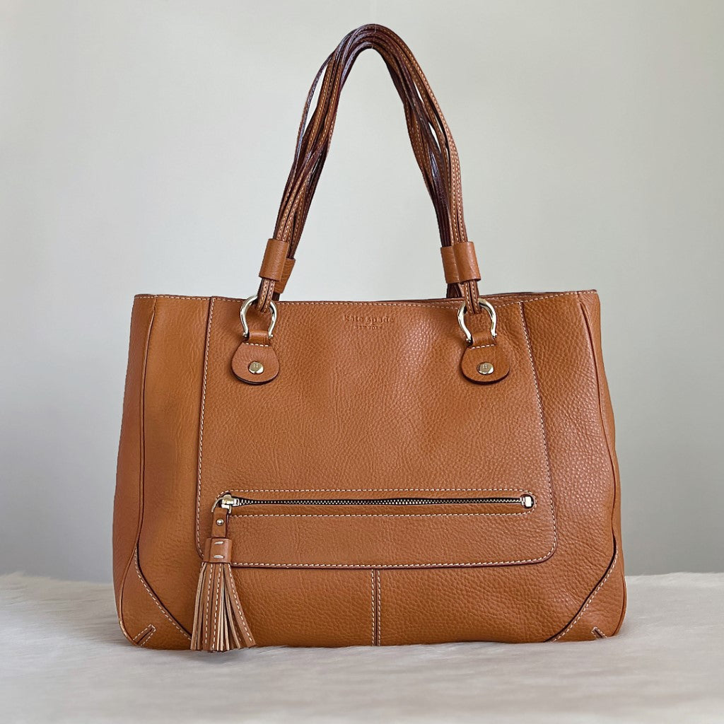 Kate Spade Caramel Leather Tassel Zip Detail Shoulder Bag Excellent