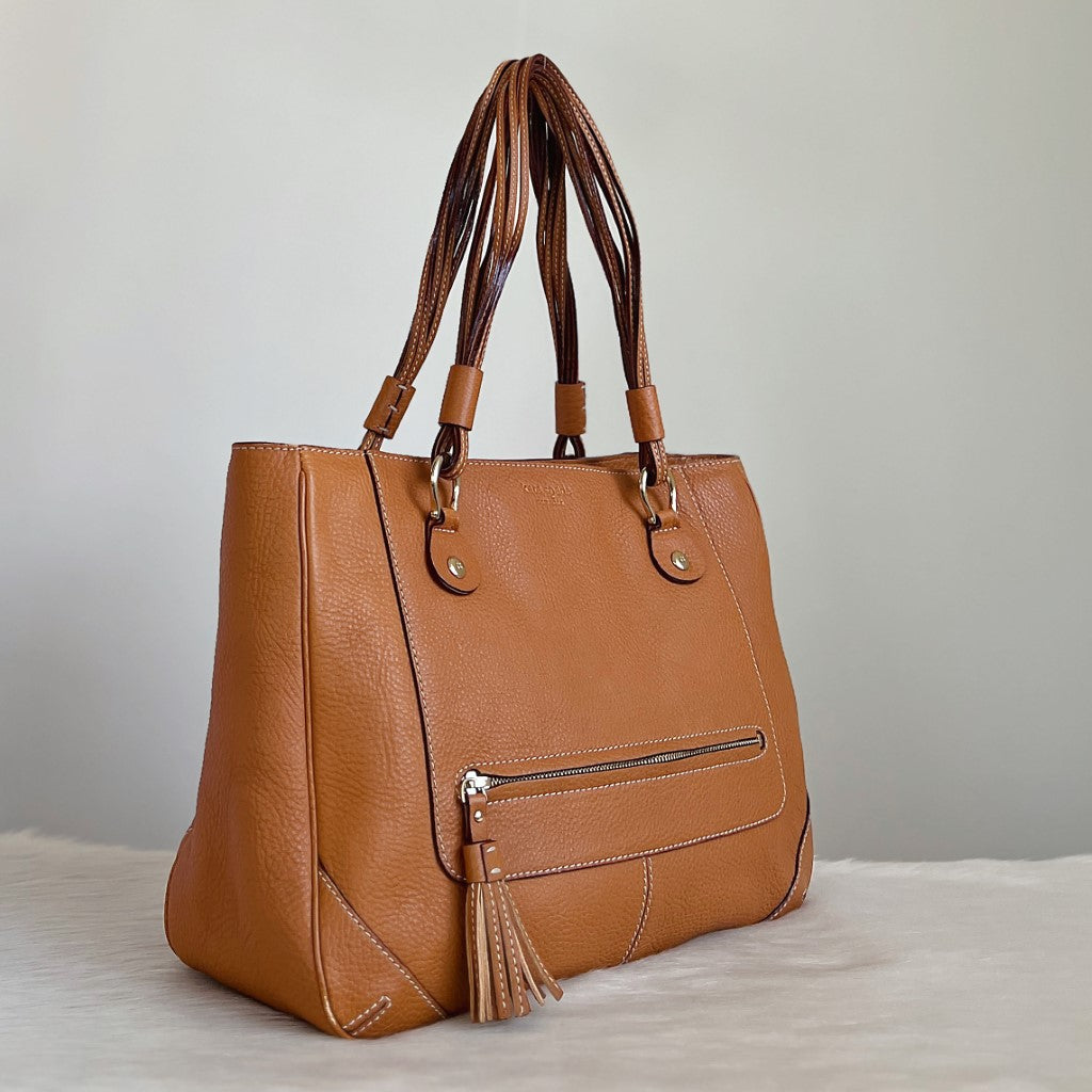 Kate Spade Caramel Leather Tassel Zip Detail Shoulder Bag Excellent