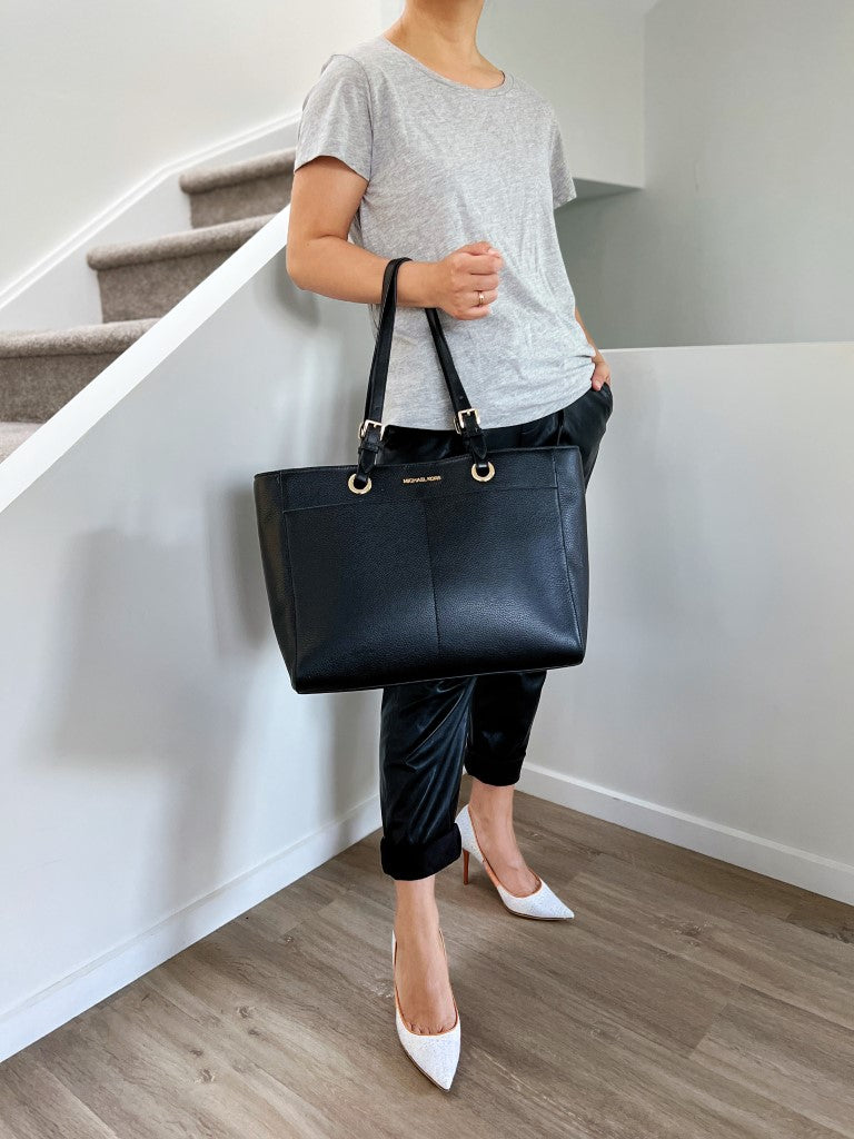 Michael Kors Black Leather Triple Compartment Oversized Shoulder Bag Like New