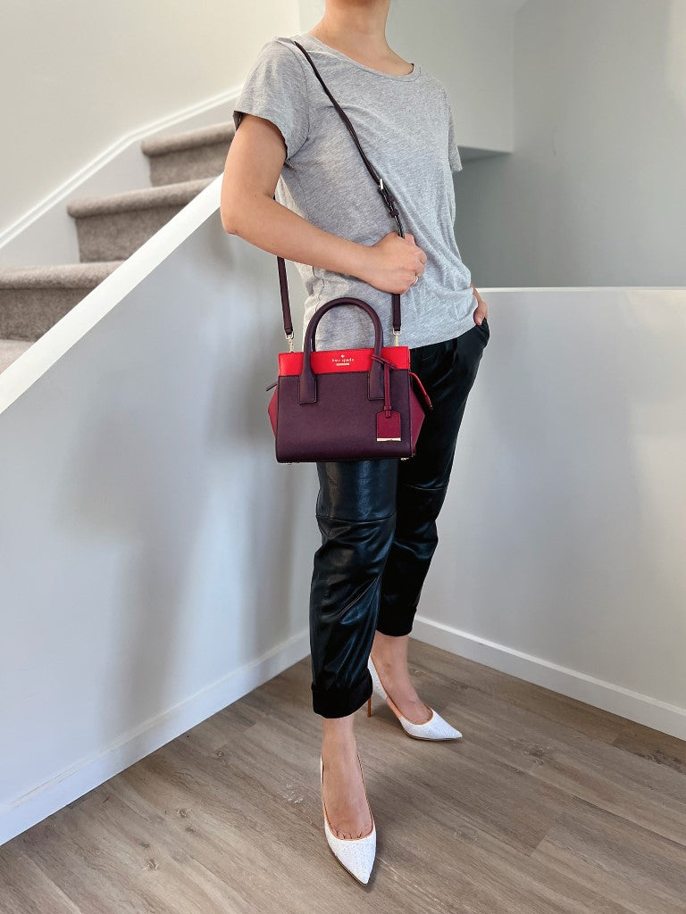 Kate Spade Tri Tone Leather Front Logo 2 Way Shoulder Bag Like New