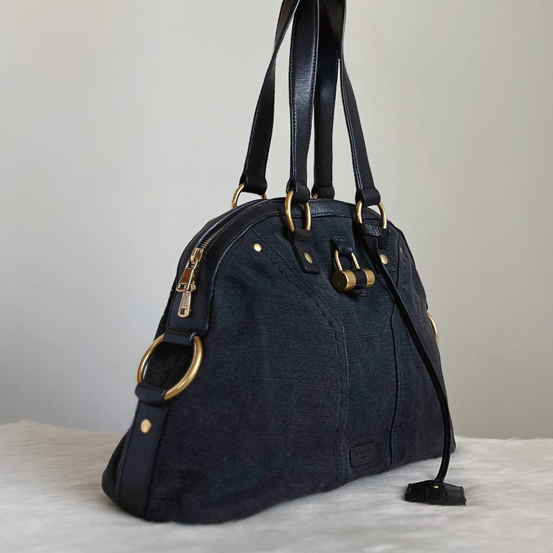 Saint Laurent YSL Black Patchwork Iconic Muse Bag