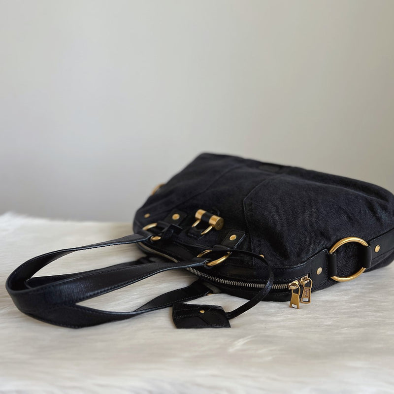 Saint Laurent YSL Black Patchwork Iconic Muse Bag