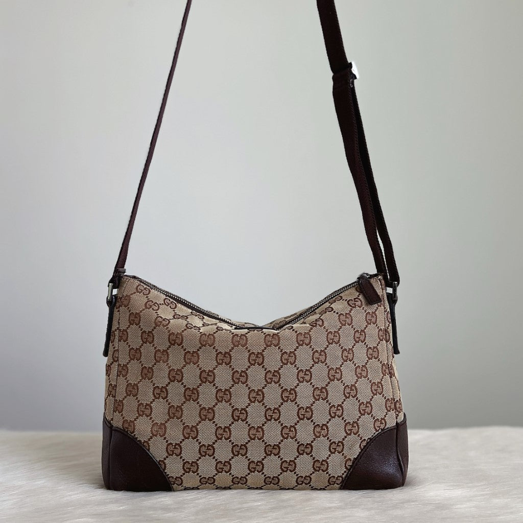 Gucci Signature Double G Monogram Messenger Crossbody Shoulder Bag