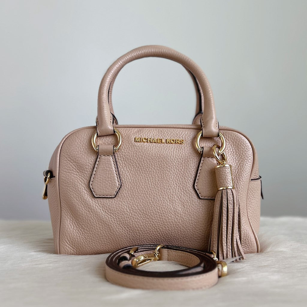 Michael Kors Blush Pink Leather Tassel Charm 2 Way Shoulder Bag