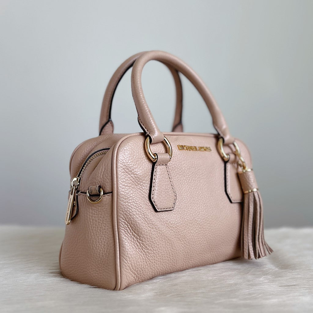 Michael Kors Blush Pink Leather Tassel Charm 2 Way Shoulder Bag