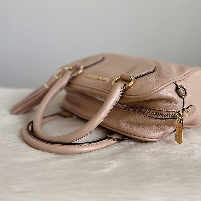 Michael Kors Blush Pink Leather Tassel Charm 2 Way Shoulder Bag