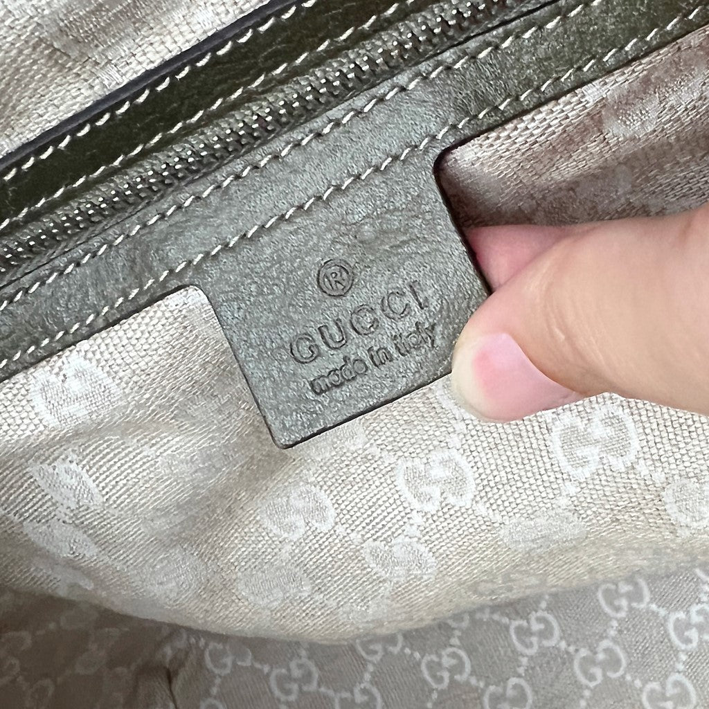 Gucci Olive Leather Patchwork Summer Holiday Large Shoulder Bag