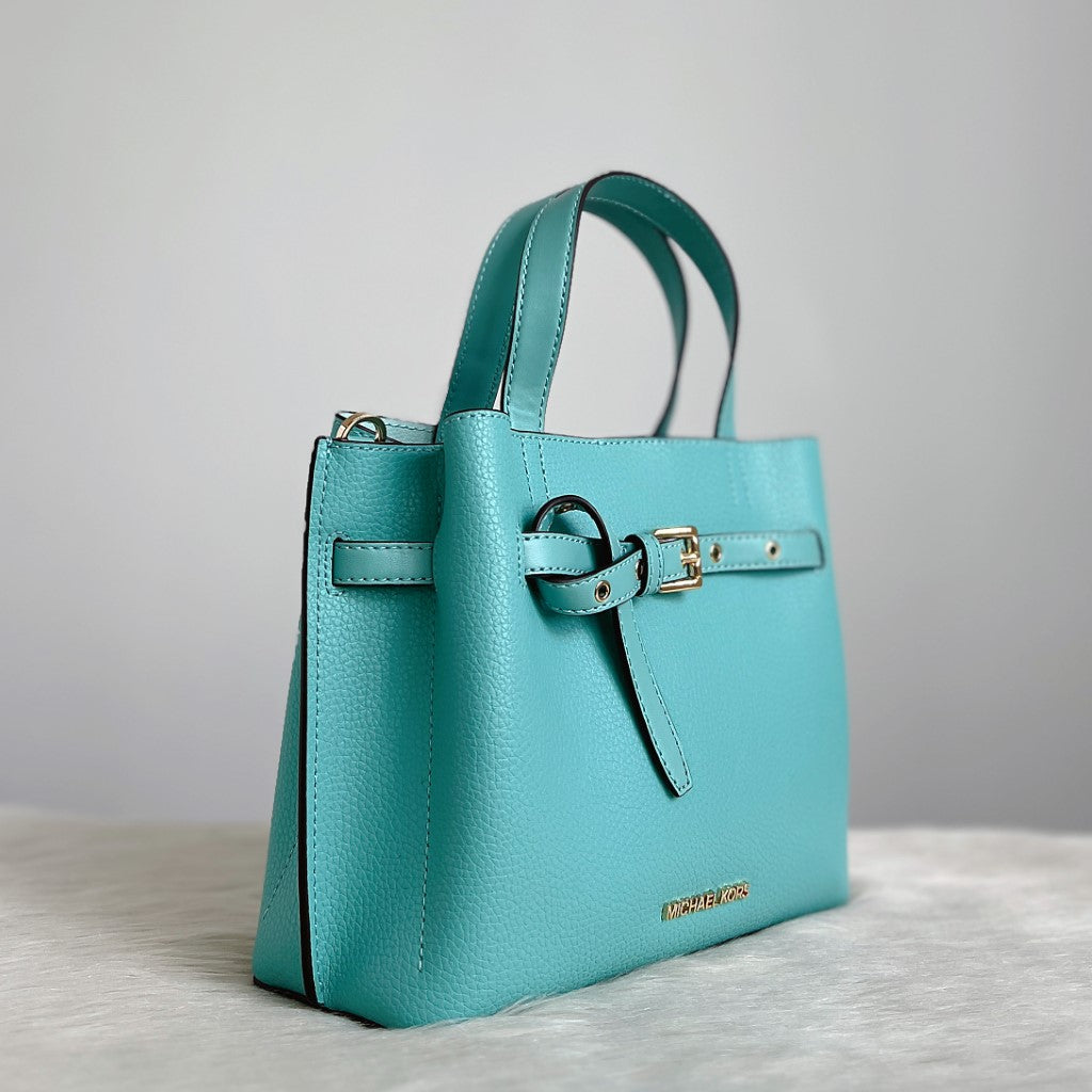 Michael Kors Teal Leather Triple Compartment 2 Way Shoulder Bag New with Tags