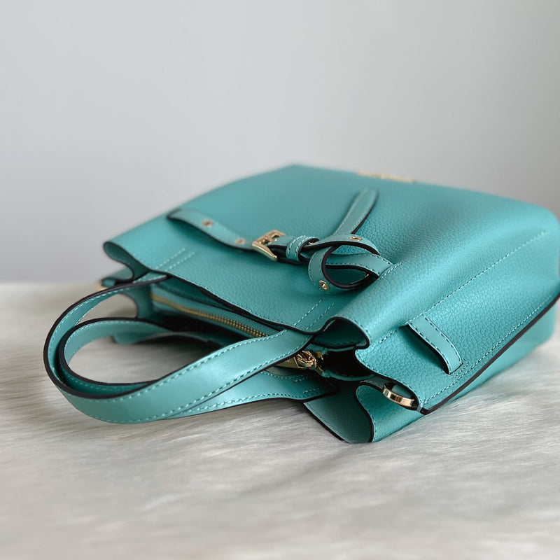 Michael Kors Teal Leather Triple Compartment 2 Way Shoulder Bag New with Tags