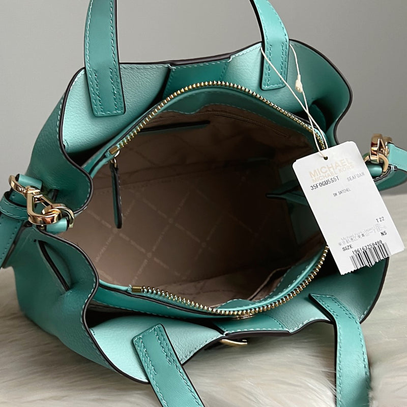 Michael Kors Teal Leather Triple Compartment 2 Way Shoulder Bag New with Tags