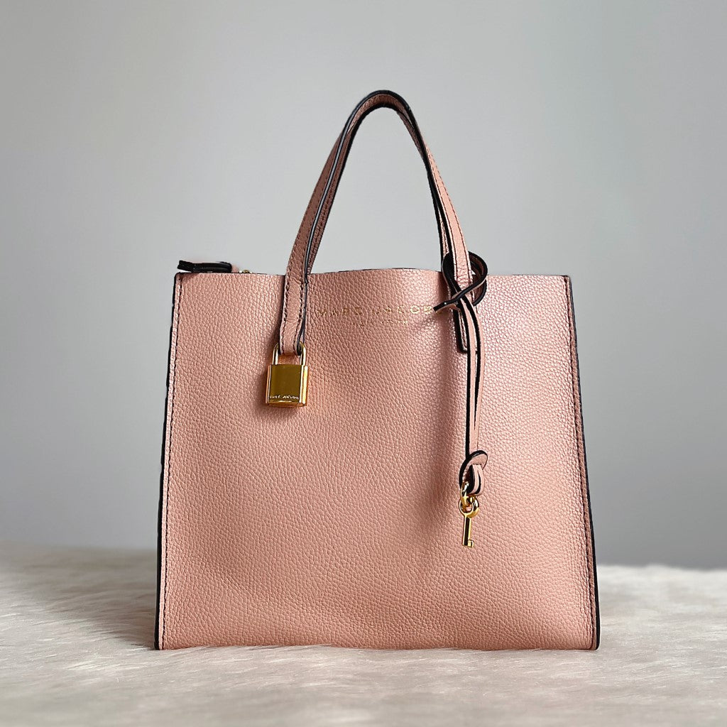 Marc Jacobs Pink Leather Triple Compartment Tote Bag