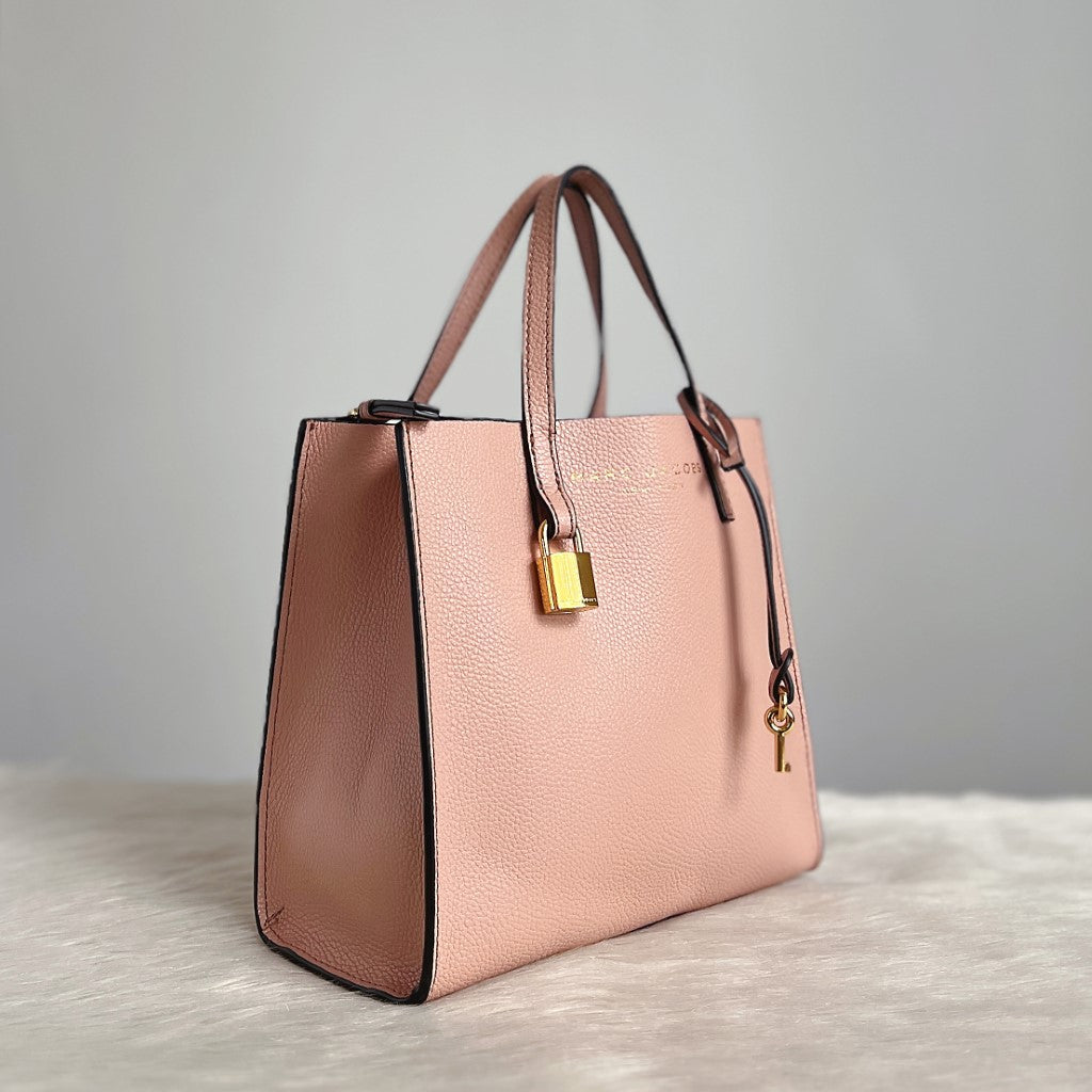 Marc Jacobs Pink Leather Triple Compartment Tote Bag