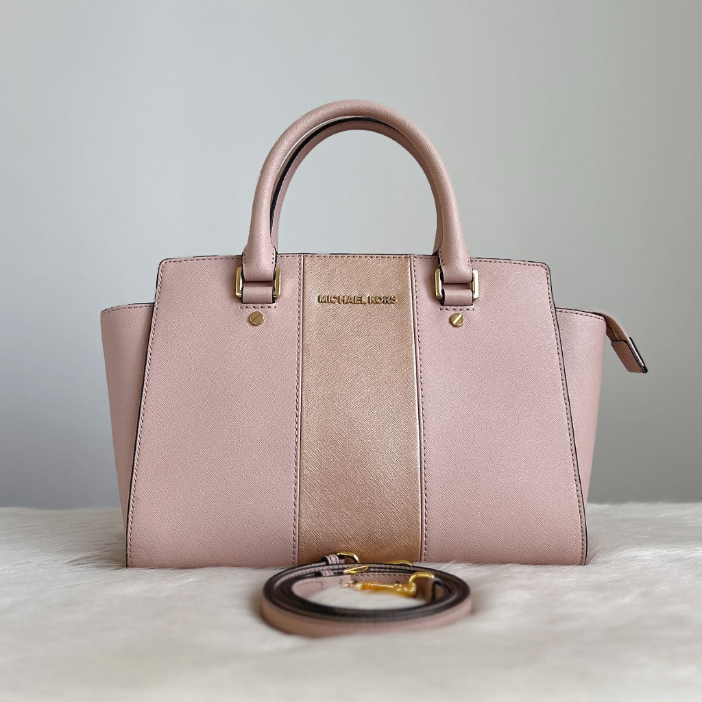 Michael Kors Pink Leather Stripe Detail 2 Way Shoulder Bag – Luxury Trade