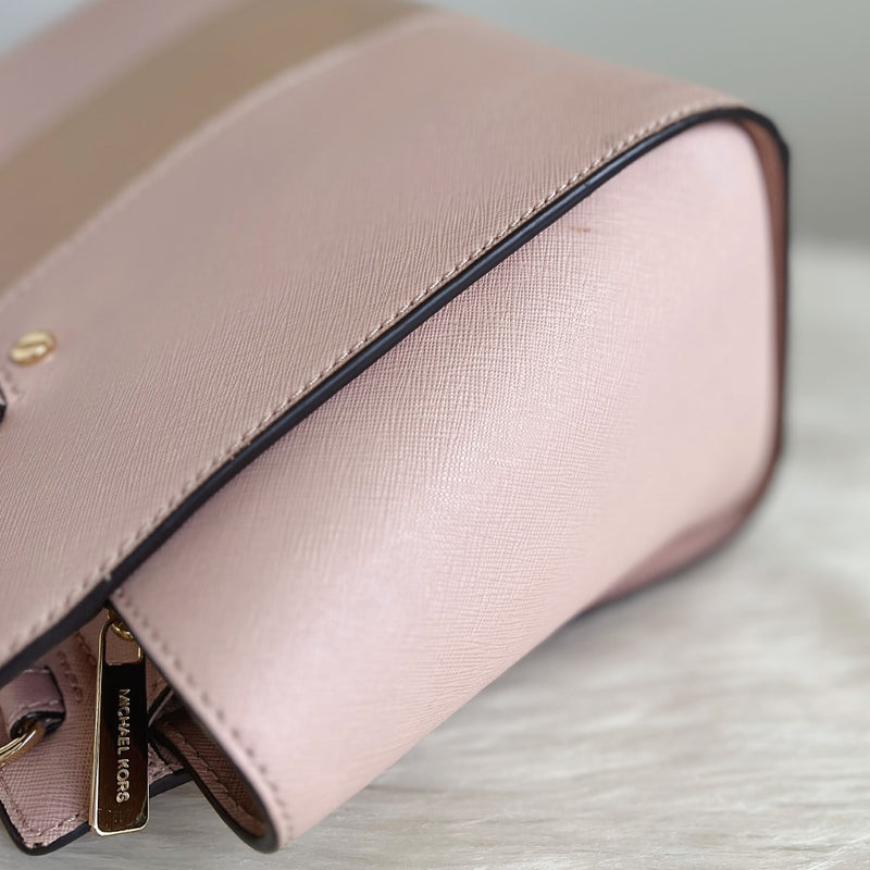 Michael Kors Pink Leather Stripe Detail 2 Way Shoulder Bag