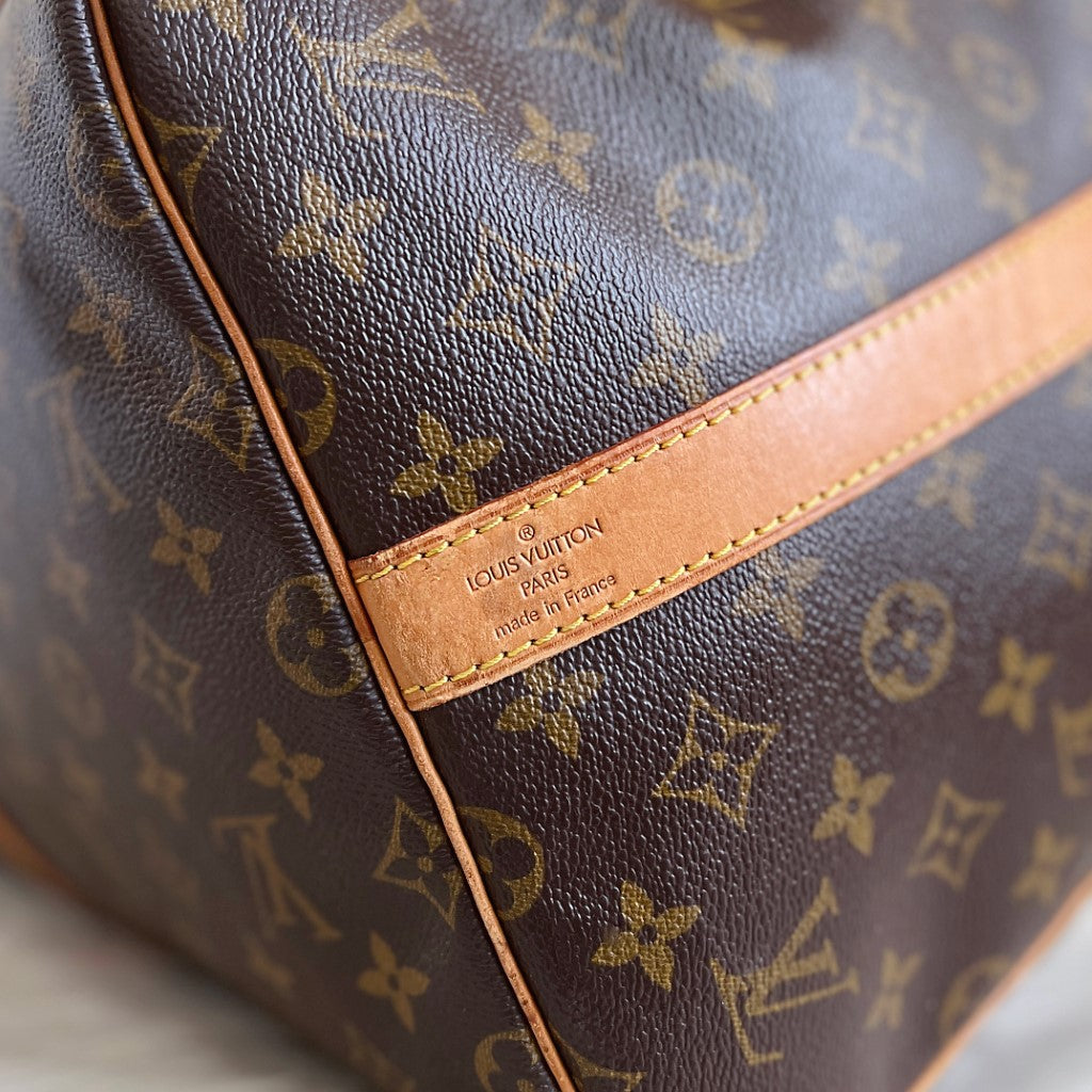 Louis Vuitton Signature Monogram Bandouliere Keepall 55 Travel Bag Full Set